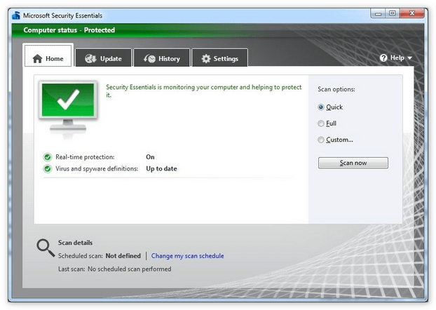 Проверка через Microsoft-Security-Essentials